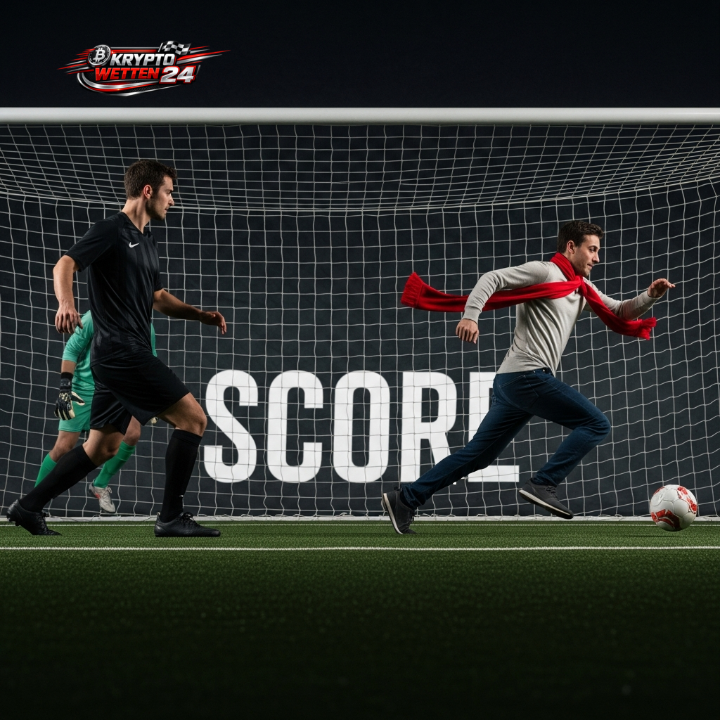 Fußballspieler erzielt ein Tor, was die weltweite Popularität und das Ziel von Fußballwetten darstellt.